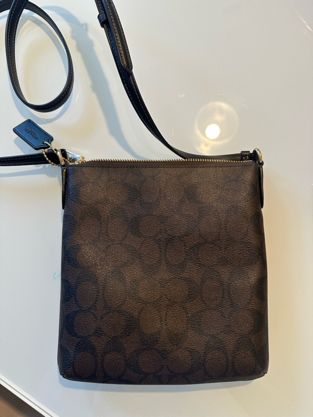 Coach Brown & Black Signature Crossbody Bag with Gold Hardware - Picture 2 of 2